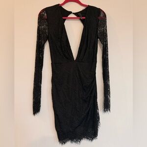 Chic Black Lace Long Sleeve Dress